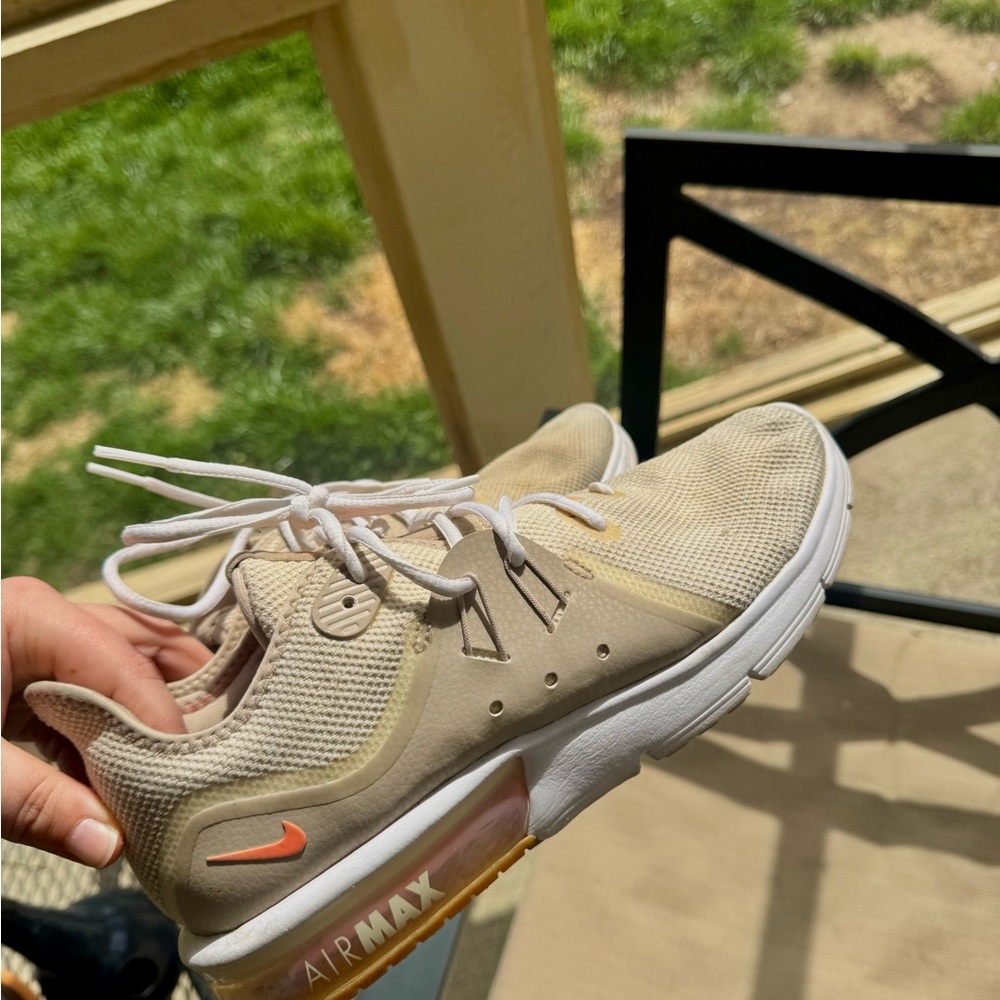 Nike Women’s Beige Knit Air Max with Coral Swoosh